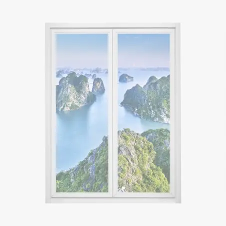 Sticker pour vitres et fenêtres paysage marin émeraude de la Baie d'Halong – Wallnifity®