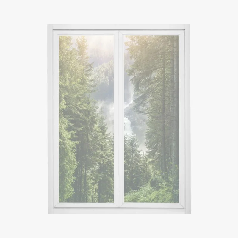 Sticker pour vitres et fenêtres cascade de Krimml dans la forêt alpine – Wallnifity®
