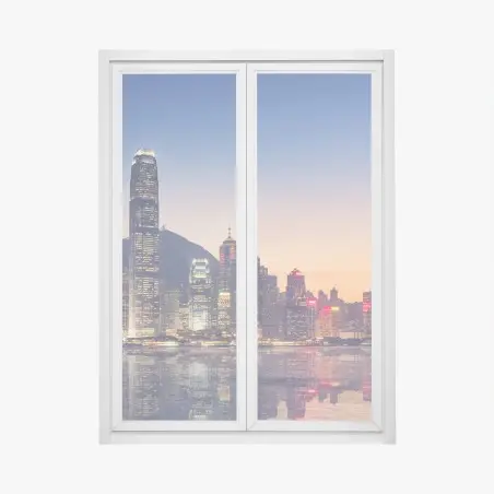 Sticker pour vitres et fenêtres panorama urbain de Hong Kong au crépuscule – Wallnifity®