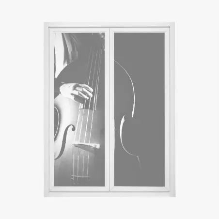 Sticker pour vitres et fenêtres silhouette de contrebasse en clair-obscur – Wallnifity®
