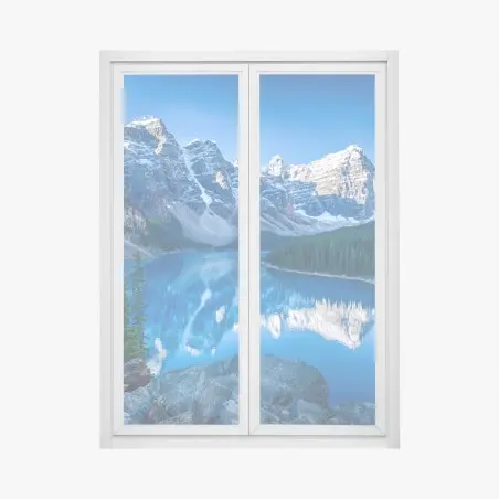Sticker pour vitres et fenêtres lac alpin aux eaux turquoise et sommets enneigés – Wallnifity®