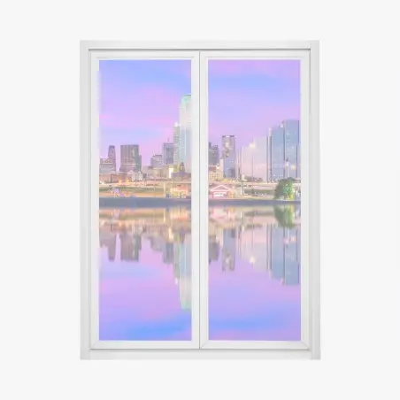 Sticker pour vitres et fenêtres reflets magiques de Dallas au crépuscule – Wallnifity®