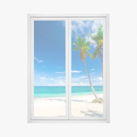 Sticker pour vitres et fenêtres plage tropicale aux palmiers – Wallnifity®