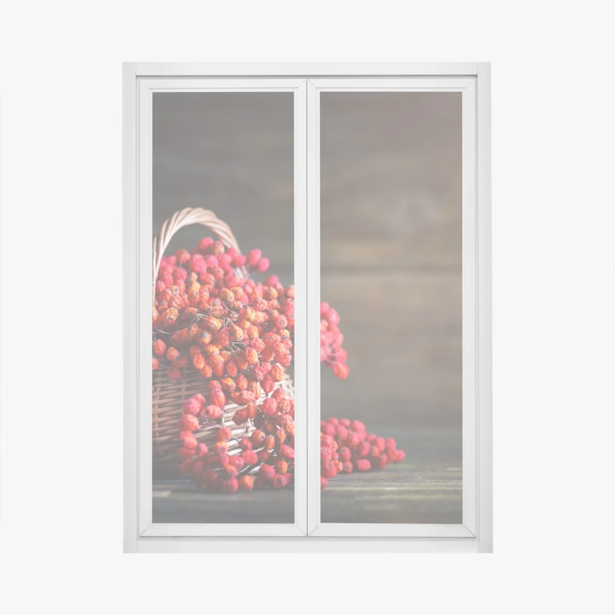 Sticker pour vitres et fenêtres panier de baies rouges sur fond rustique – Wallnifity® Sticker pour vitres et fenêtres panier de baies rouges sur fond rustique – Wallnifity®