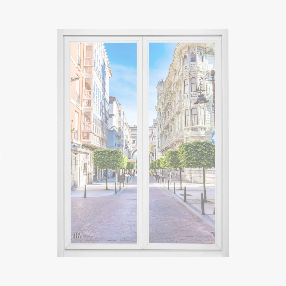 Sticker pour vitres et fenêtres ruelle ensoleillée à Santander – Wallnifity® Sticker pour vitres et fenêtres ruelle ensoleillée à Santander – Wallnifity®