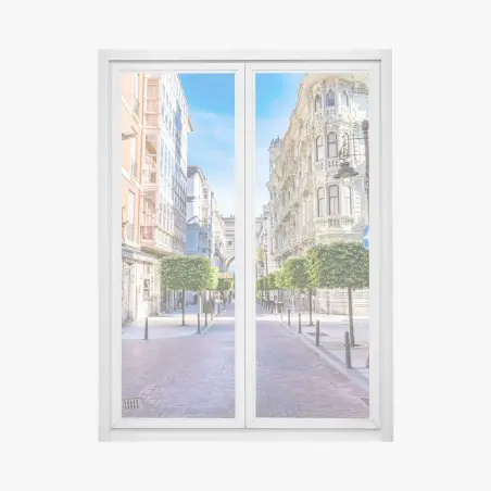 Sticker pour vitres et fenêtres ruelle ensoleillée à Santander – Wallnifity®
