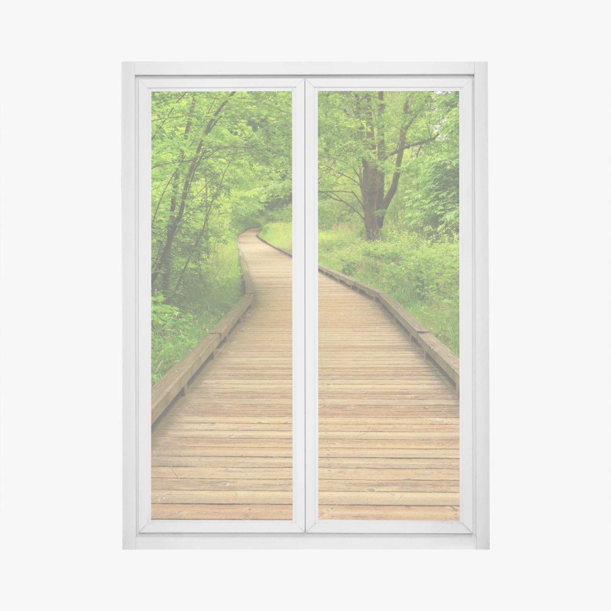 Sticker pour vitres et fenêtres sentier en bois verdoyant – Wallnifity®