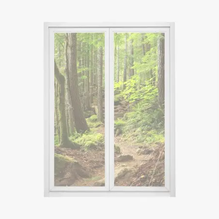 Sticker pour vitres et fenêtres sentier enchanté en forêt verdoyante – Wallnifity®