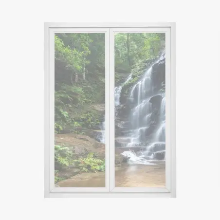 Sticker pour vitres et fenêtres cascade paisible au cœur de la forêt – Wallnifity®