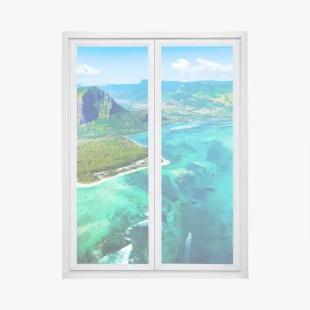 Sticker pour vitres et fenêtres paysage côtier d'Île Maurice – Wallnifity®