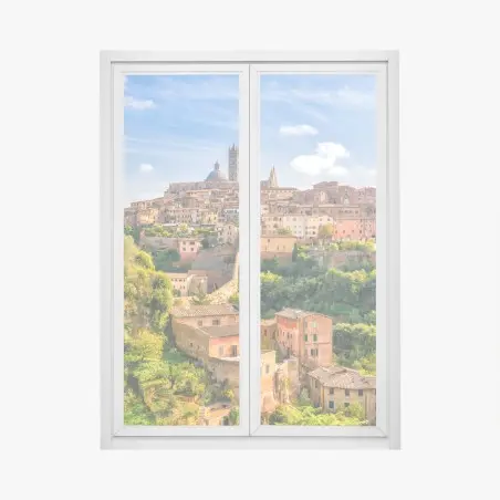 Sticker pour vitres et fenêtres vue panoramique de Sienne et ses collines – Wallnifity®