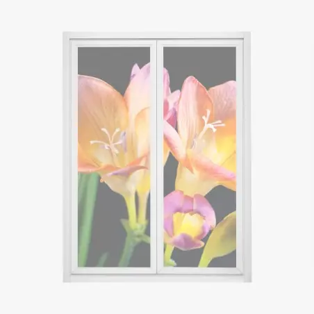 Sticker pour vitres et fenêtres freesias lumineux sur fond noir – Wallnifity®