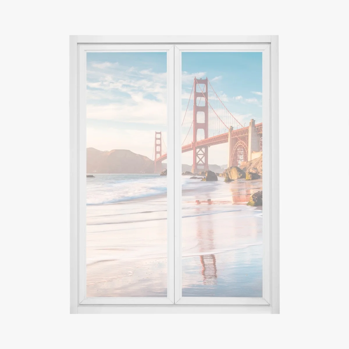 Sticker pour vitres et fenêtres coucher de soleil au pied du Golden Gate – Wallnifity® Sticker pour vitres et fenêtres coucher de soleil au pied du Golden Gate – Wallnifity®