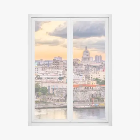 Sticker pour vitres et fenêtres panorama urbain de La Havane au coucher du soleil – Wallnifity®