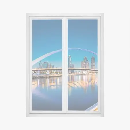 Sticker pour vitres et fenêtres crépuscule sur le pont de tolérance à Dubaï – Wallnifity®