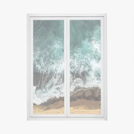 Sticker pour vitres et fenêtres vagues turquoises depuis la falaise – Wallnifity®