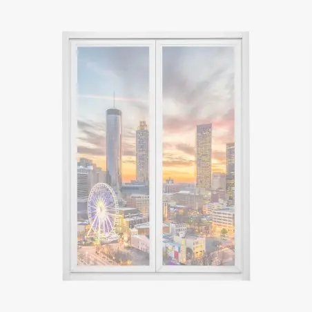 Sticker pour vitres et fenêtres crépuscule urbain à Atlanta – Wallnifity®