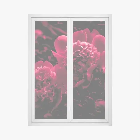 Sticker pour vitres et fenêtres pivoines rouge profond sur fond noir – Wallnifity®