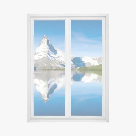 Sticker pour vitres et fenêtres reflet du Cervin sur un lac alpin – Wallnifity®