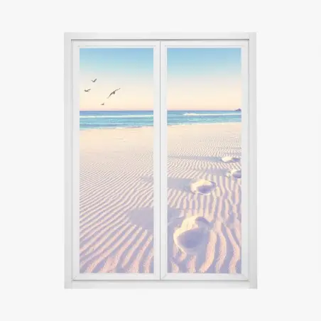 Sticker pour vitres et fenêtres empreintes magiques sur le sable – Wallnifity®