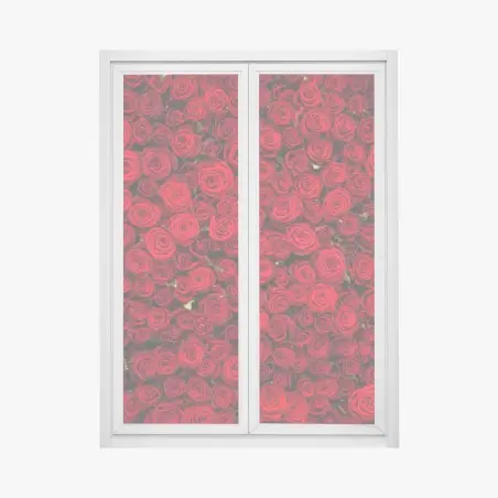 Sticker pour vitres et fenêtres mur de roses rouges intenses – Wallnifity®
