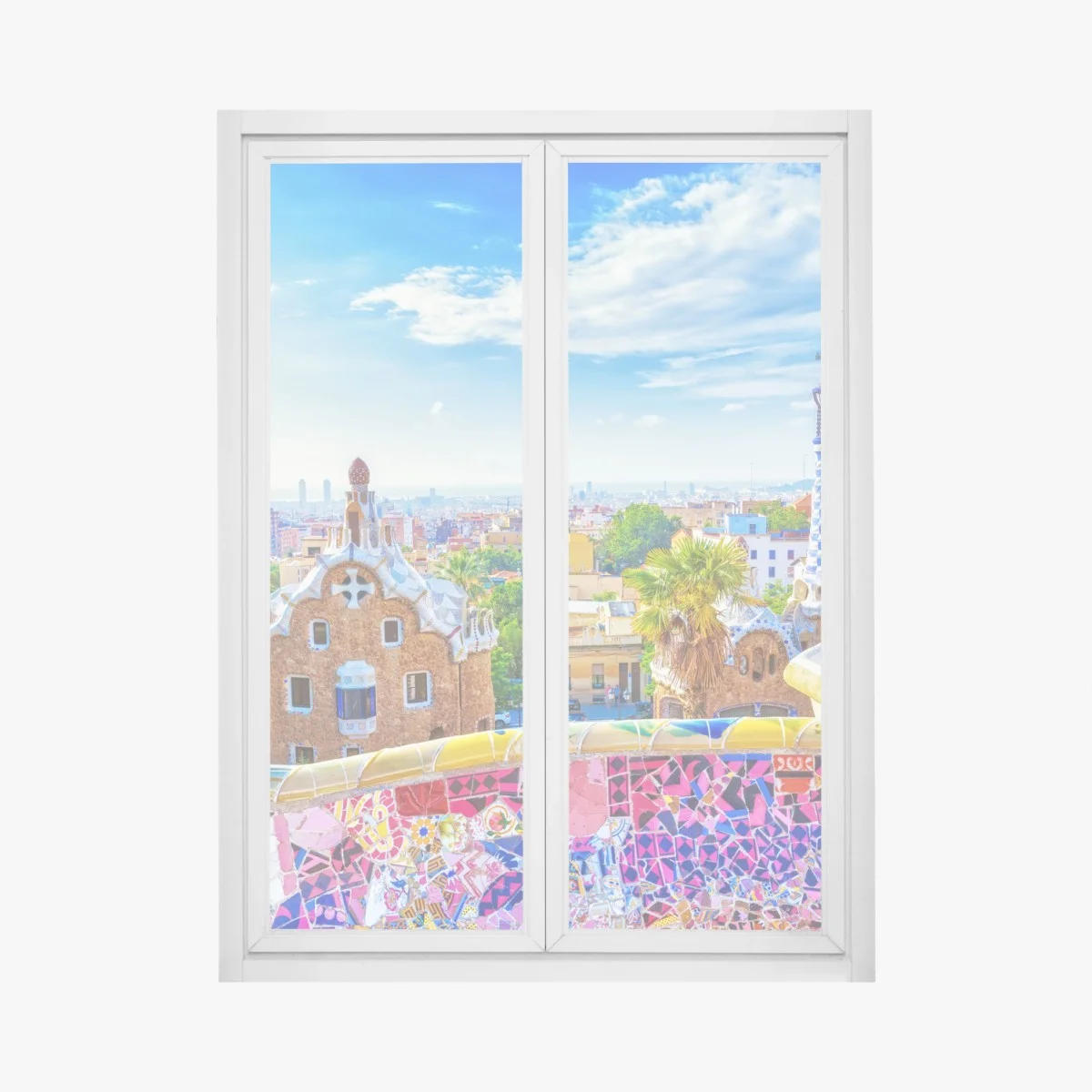 Sticker pour vitres et fenêtres panorama coloré du Parc Güell à Barcelone – Wallnifity® Sticker pour vitres et fenêtres panorama coloré du Parc Güell à Barcelone – Wallnifity®