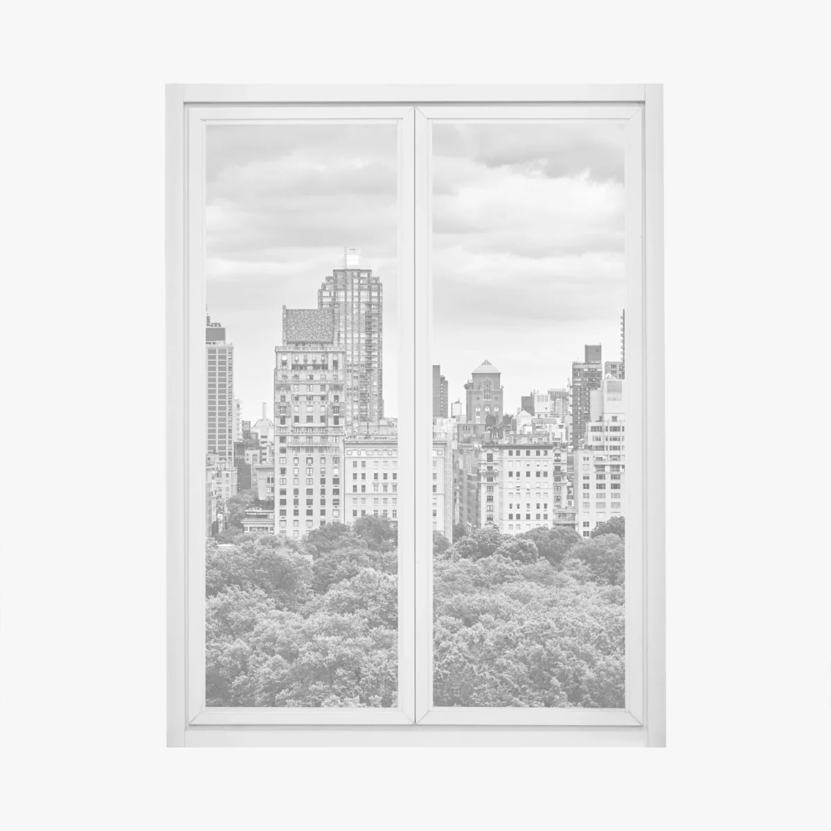 Sticker pour vitres et fenêtres horizon en noir et blanc de l'Upper East Side, Manhattan – Wallnifity® Sticker pour vitres et fenêtres horizon en noir et blanc de l'Upper East Side, Manhattan – Wallnifity®