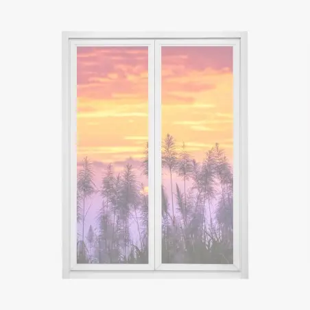Sticker pour vitres et fenêtres crépuscule doré derrière les pampas – Wallnifity®