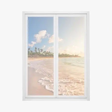 Sticker pour vitres et fenêtres coucher de soleil tropical sur la plage – Wallnifity®