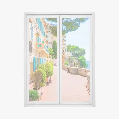 Sticker pour vitres et fenêtres balade côtière aux façades pastel – Wallnifity®