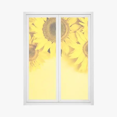 Sticker pour vitres et fenêtres bouquet de tournesols sur fond jaune – Wallnifity®