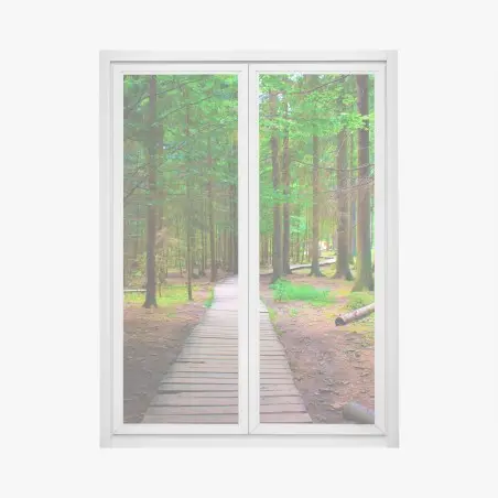 Sticker pour vitres et fenêtres sentier en bois au cœur de la forêt – Wallnifity®
