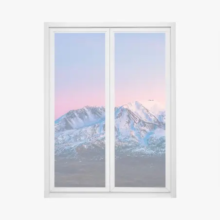 Sticker pour vitres et fenêtres paysage enneigé de Mount St. Helens au crépuscule – Wallnifity®