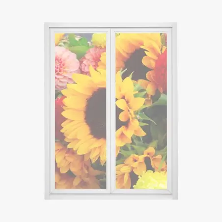 Sticker pour vitres et fenêtres bouquet estival de tournesols et dahlias – Wallnifity®
