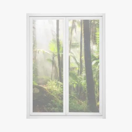 Sticker pour vitres et fenêtres sentier lumineux dans la forêt tropicale – Wallnifity®