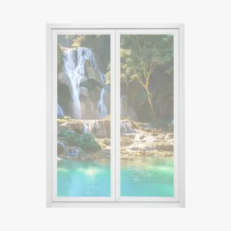 Sticker pour vitres et fenêtres cascade tropicale aux eaux turquoise – Wallnifity®