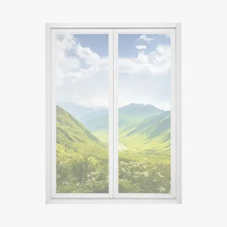 Sticker pour vitres et fenêtres paysage montagneux verdoyant à Svaneti – Wallnifity®
