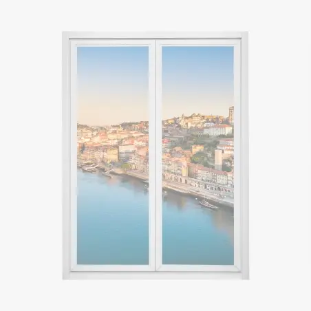 Sticker pour vitres et fenêtres panorama de Porto au coucher de soleil – Wallnifity®