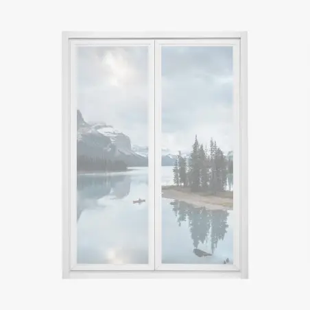 Sticker pour vitres et fenêtres reflets tranquilles sur lac alpin – Wallnifity®