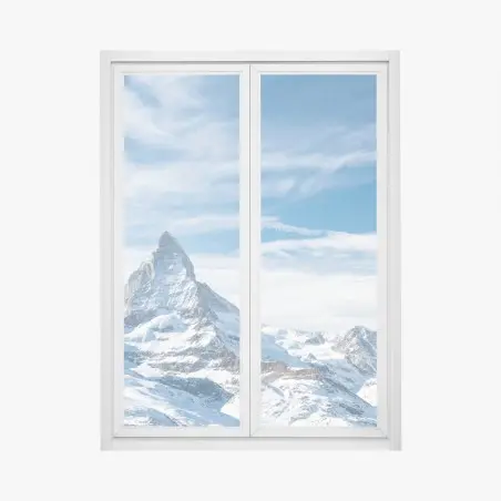 Sticker pour vitres et fenêtres paysage alpin du Cervin sous un ciel bleu – Wallnifity®