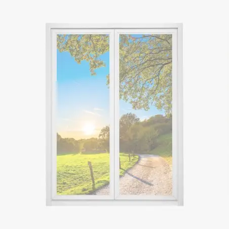 Sticker pour vitres et fenêtres chemin ensoleillé au coucher du soleil – Wallnifity®
