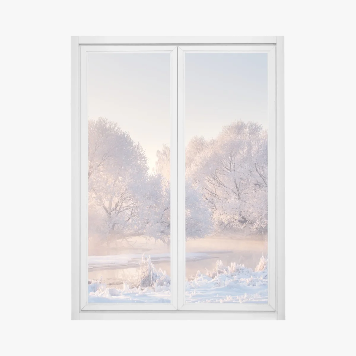 Sticker pour vitres et fenêtres aube rosée sur arbres givrés – Wallnifity® Sticker pour vitres et fenêtres aube rosée sur arbres givrés – Wallnifity®