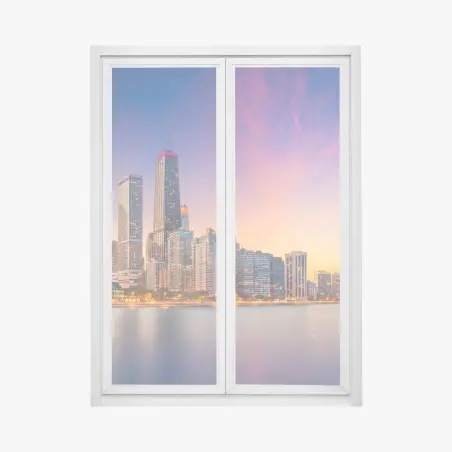 Sticker pour vitres et fenêtres skyline de Chicago au coucher du soleil – Wallnifity®
