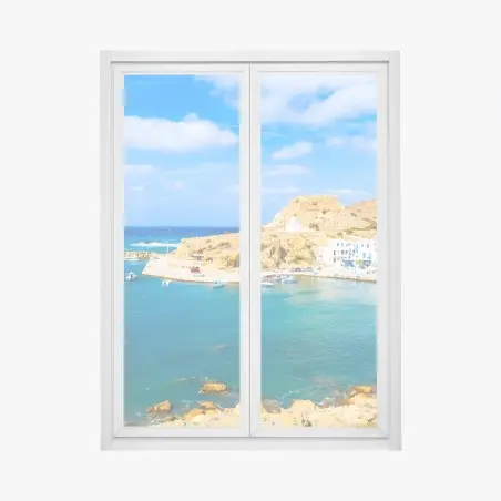 Sticker pour vitres et fenêtres paysage côtier de Finiki, Karpathos, Grèce – Wallnifity®
