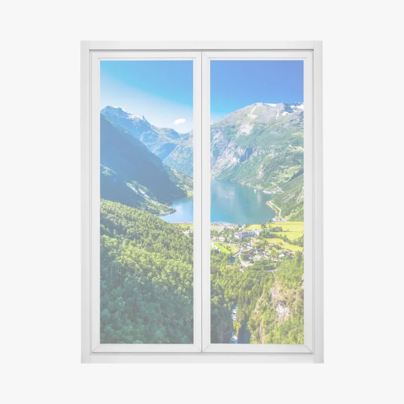 Sticker pour vitres et fenêtres paysage panoramique du Geirangerfjord – Wallnifity®