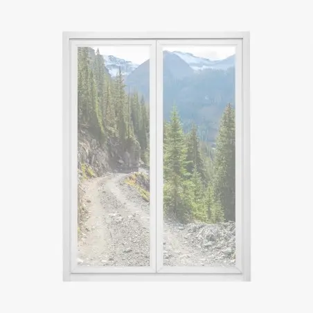 Sticker pour vitres et fenêtres sentier de montagne alpin entre pins et sommets – Wallnifity®