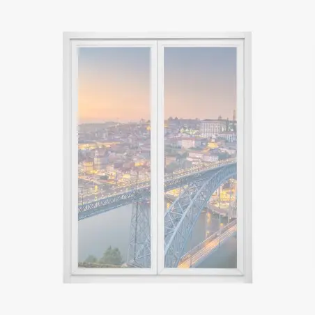 Sticker pour vitres et fenêtres coucher de soleil sur Porto et le pont Dom Luís – Wallnifity®