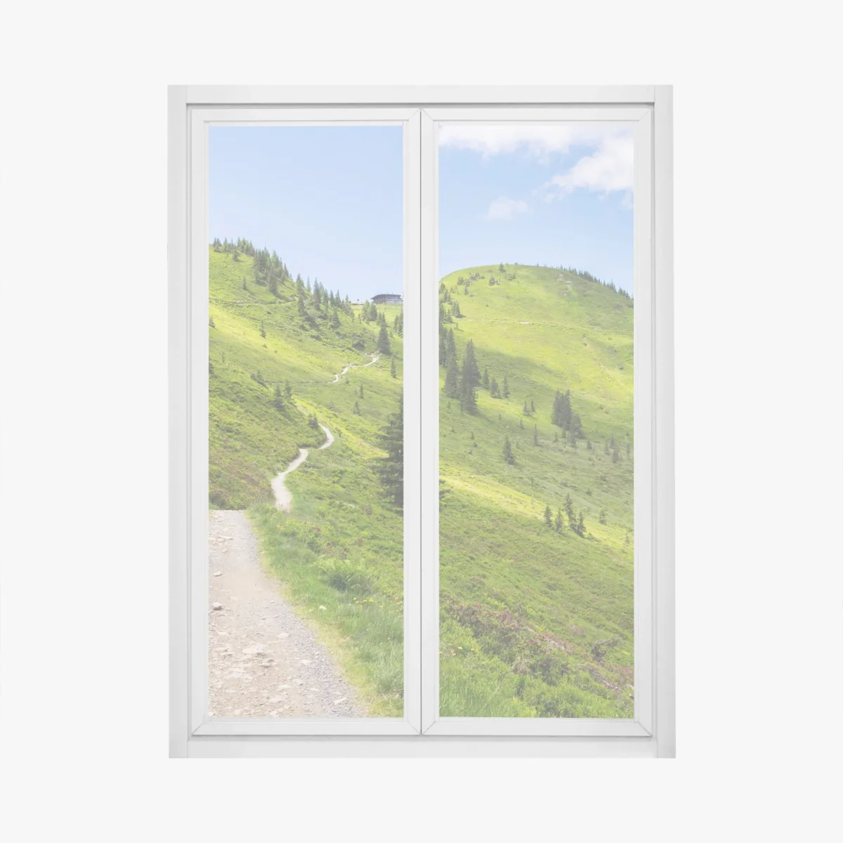 Sticker pour vitres et fenêtres sentier de montagne verdoyant au soleil – Wallnifity® Sticker pour vitres et fenêtres sentier de montagne verdoyant au soleil – Wallnifity®