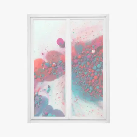 Sticker pour vitres et fenêtres vagues marbrées fuchsia et turquoise – Wallnifity®