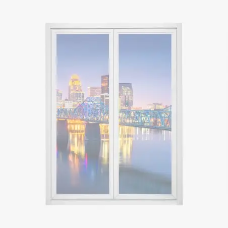 Sticker pour vitres et fenêtres panorama nocturne de Louisville sur l'Ohio – Wallnifity®